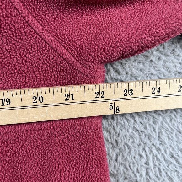L.L. Bean Fleece Womens Medium Red 1/4 Snap Button Winter - Picture 7 of 8
